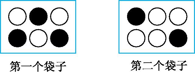 在下面袋子里任意摸一个球,第一个袋子里摸到白球和黑球的可能性(  )