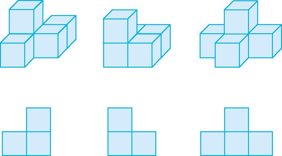 下面的立体图形从右面看到的分别是什么形状?